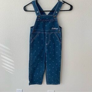 Carhartt | Girl's Blue Denim Floral Overalls Size 4T